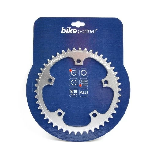 Bike Partner Driveline 9/10s Alu Klinge 130mm - 48T - Sølv 1 Bike Partner Driveline 9/10s Alu Klinge 130mm - 48T - Sølv